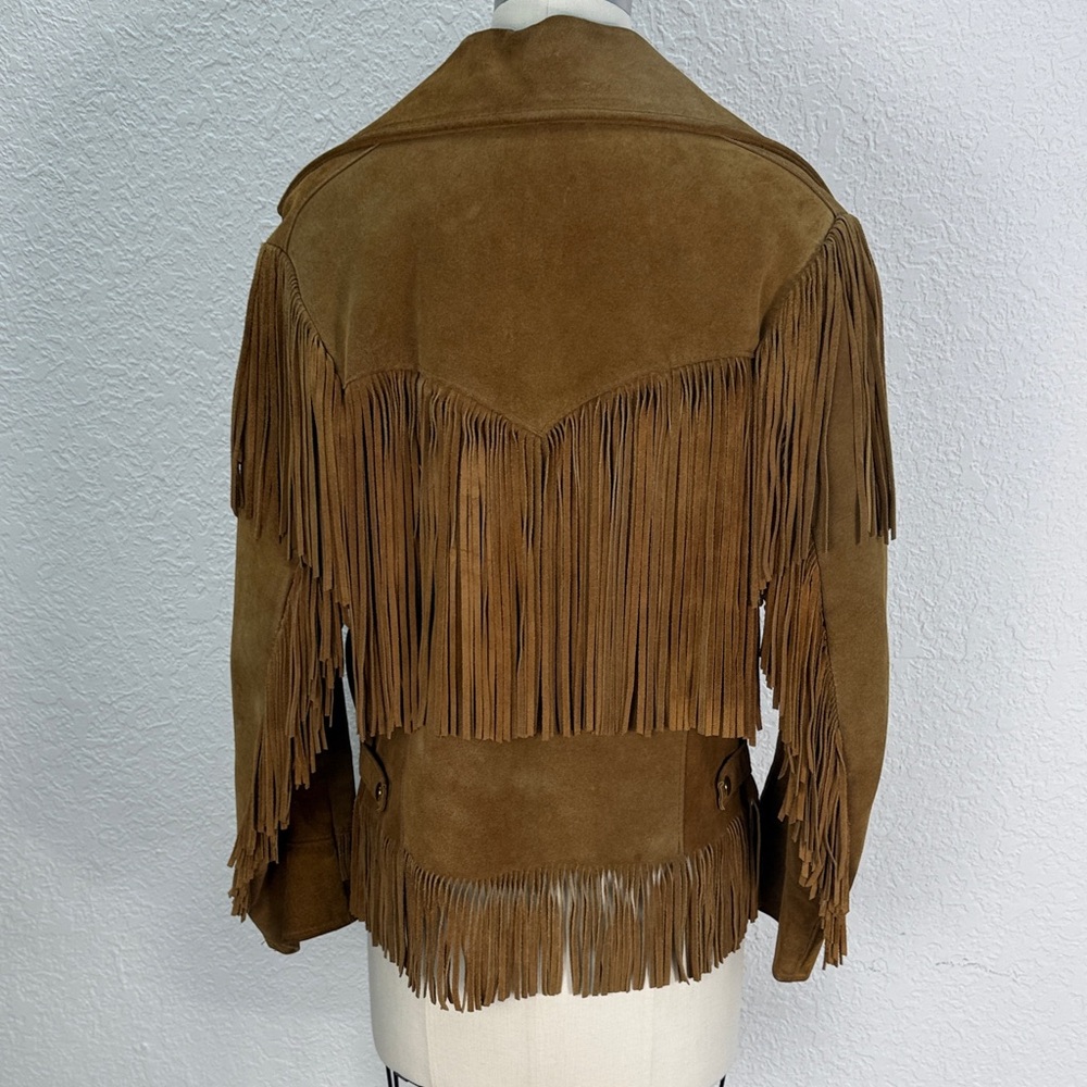 Vintage America Brown Suede Fringe Leather Jacket - Picture 4 of 12